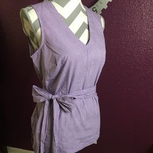 MAX JEANS Top Blouse Violet Gingham Small